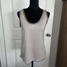 Blush Tank Top W/Metallic Fabric Lined Neck & Arms Size S-Nwot