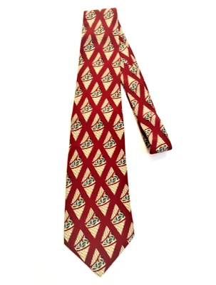 Corbata roja Preswick & Moore seda estampado geométrico Italia RN 75424 vintage Foto 1 de 4