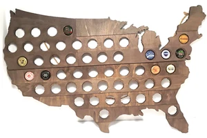 United States 50 Bottle Cap Collection Organizer Wood Board 10 Beer Caps Brewery - Picture 1 of 11