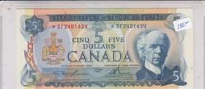 1972 Bank of Canada $5 Replacement Note - *SF2401624 A19 - Picture 1 of 3