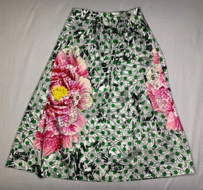 Falda MARY KATRANTZOU Estampado Gráfico Flores Numeradas Talla 14” Cintura P53 Foto 1 de 4