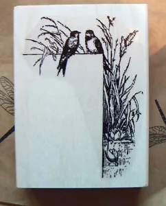 P4 Retro Stil Vogel Kunst Bordüre Gummistempel WM - Bild 1 von 1