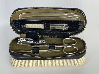 Juego de 6 piezas de kit de aseo de viaje de cuero cepillo para brillo de zapatos vintage para hombre Austria Foto 1 de 4