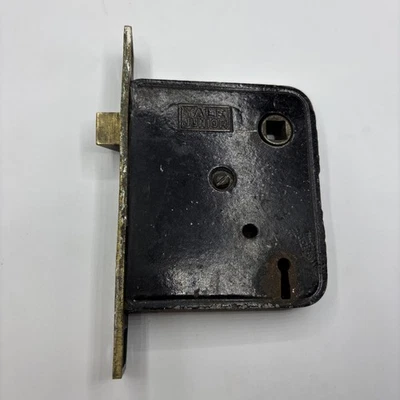 Antique Yale  Jr Exterior Mortise Lock Door Hardware Brass Green Chippy Paint - Image 1 of 4