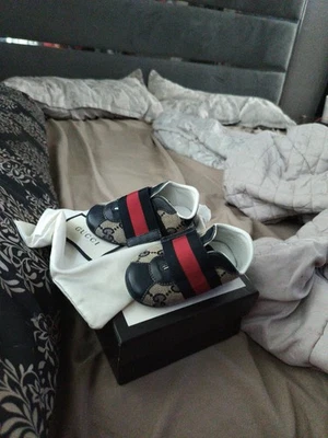 Zapatos Gucci Infantiles 4c Bebé Niño Azul Marino Lona Foto 1 de 4