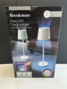 NEW Brookstone 2 Pack Set Touch Control Rechargeable LED Lamps - White - Picture 1 of 5