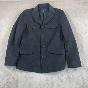 Banana Republic Jacket Coat Men Medium Grey Wool Cashmere Blend Lined Pockets - Picture 1 of 13