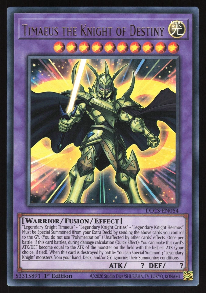 Timaeus the Knight of Destiny - DLCS-EN054 - Ultra Rare - 1st Edition Yugioh - image 1 of 1