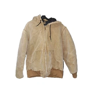 Carhartt Jacket Womens Medium Brown Hooded Duck Quilt Lined Workwear Winter - Picture 1 of 8