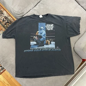 Vintage 1997 Stone Cold Steve Austin WWF WWE Wrestling shirt XXL Bret Hart - Picture 1 of 11