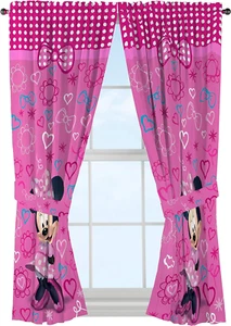 Disney Minnie Mouse Window Panels Curtains 42" X 63" Polyester Machine Washable - Picture 1 of 12