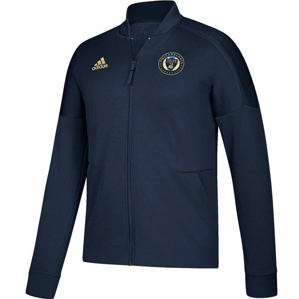 Adidas MLS Philadelphia Union Navy Anthem Jacket Navy/Gold CS3393  - Image 1 of 1