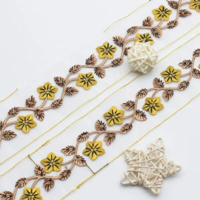 DIY Mesh Flower Lace Embroidered Trim Ribbon Sheer Sewing for Dress Clothes Sew - Image 1 of 4