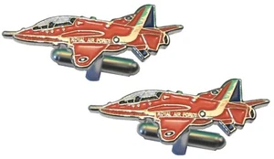 Red Arrows Hawk RAF Jet Military Pilot Rotal Air Force Metal Aircraft Cufflinks - Picture 1 of 2