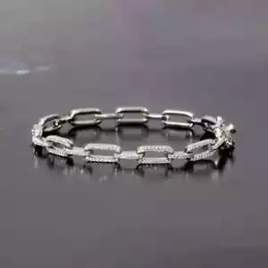 5Ct Round Cut Lab Created Women's Link Bracelet in 14K White Gold Plated - Picture 1 of 4
