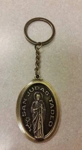 NEU "SAN JUDAS TADEO" KATHOLISCH SCHWERMETALL SCHLÜSSELANHÄNGER SCHLÜSSELRING GUN METAL FARBE - Bild 1 von 4