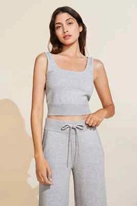 Eberjey Womens Recycled Sweater Cropped Tank Square Neck Heather Grey Size L NWT - Picture 1 of 10