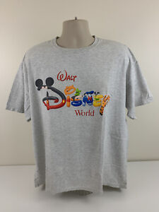 VTG Walt Disney World Grey T Shirt Mens Size XL Mickey Inc Spell Out Cotton USED