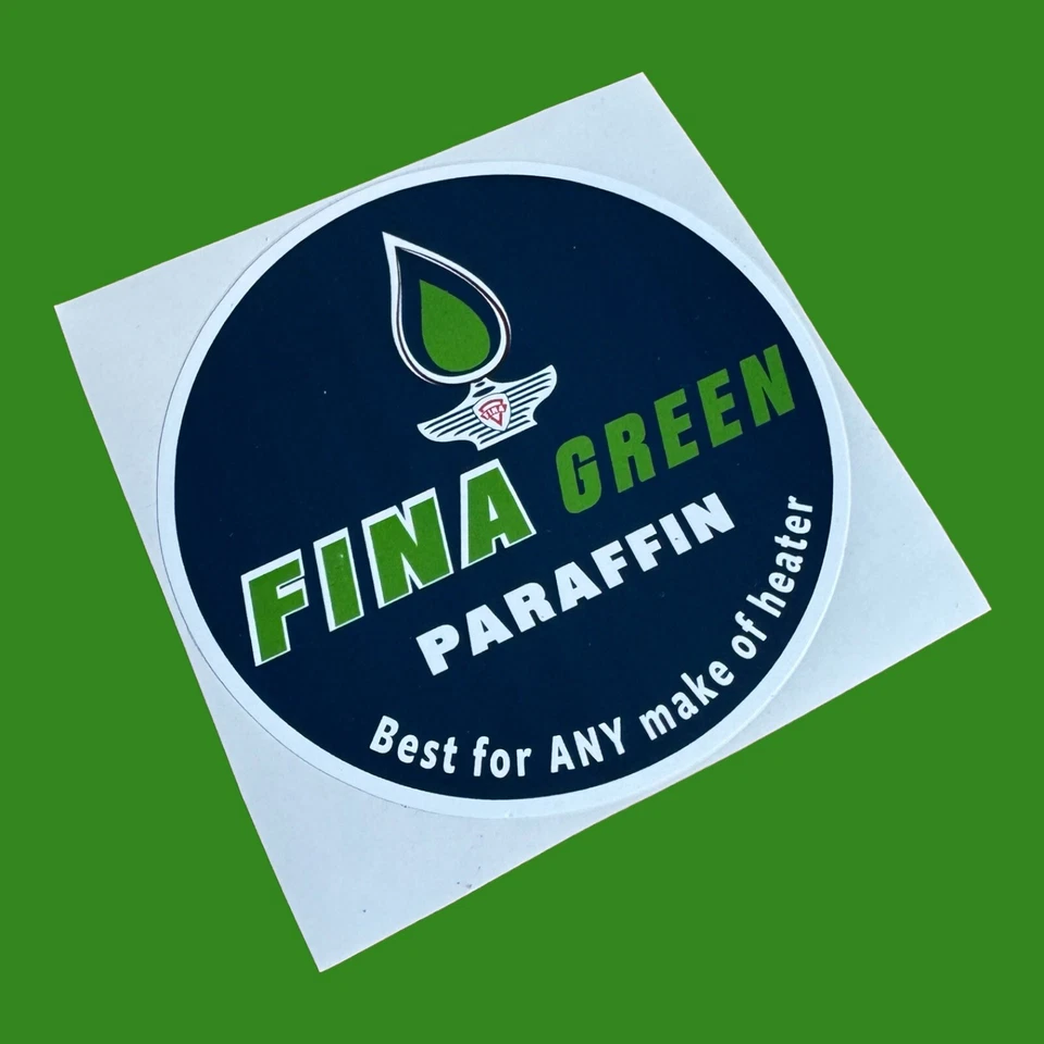 Fina Green Paraffin vintage jug pourer Vinyl sticker Classic Can Heater Tin ESSO - Image 1 of 1