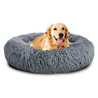 Dog Beds Calming Donut Pet Bed Washable Anti Anxiety Faux Fur Pet Bed,