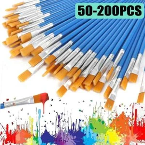 50-200x Artist Paint Flat Brushes Set Acrylic Oil Watercolour Painting Craft Art - Picture 1 of 12