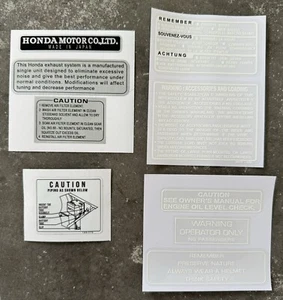 Honda XL100S 1983 Reproduction WARNING Decal Set / Sticker Kit - Picture 1 of 2