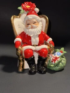 Vintage Josef Santa Spielzeugsack Weihnachten Weihnachtsstern Stuhl ungewöhnlich linke Seitentasche Spielzeug - Bild 1 von 24