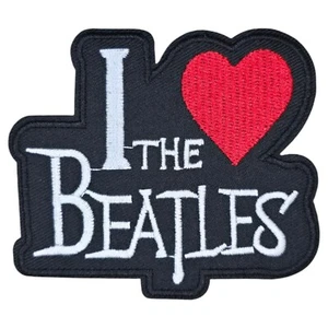 I LOVE HEART THE BEATLES ROCK BAND GROUP MUSIC IRON ON MORALE PATCH - Picture 1 of 2
