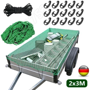Transportnetz Anhängernetz 2x3 m reißfest dehnbar Nylon PKW Anhänger Netz Set - Zdjęcie 1 z 15