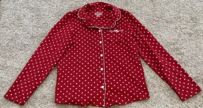 Croft & Barrow Pajama Top Womens Medium Long/ Red Long Sleeve Knit - Image 1 of 4