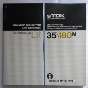 TDK LX 35/180M 3600 FT SOUND RECORDING TAPE NAB HUB METAL COIL PROFESSIONAL USE - Imagen 1 de 9