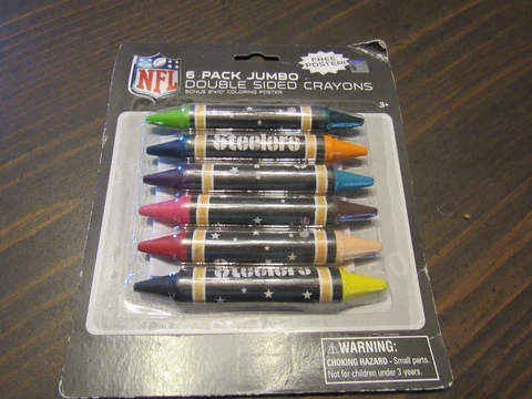 NFL Pittsburgh Steelers Jumbo Double Sided Crayons 6 pack 12 Colors! Free Poster Cover
