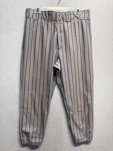 Majestic Gray Pinstripe Baseball Pants W/ Elastic Cuffs & Button Closure - Picture 1 of 9
