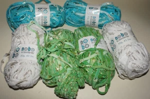 6 Skeins, NoBo,Josephine, White/Green/Turquoise, Nylon (Polyamide)/Metallic Yarn - Picture 1 of 4