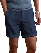 Bermuda Uomo Con Tasche Pantaloncini Uomo Lino Cotone Pantaloni Corti Uomo Estiv