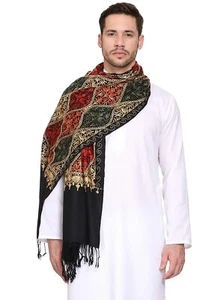 Men's Embroidered Wool Blend Muffler Shawl Stole Scarf - Picture 1 of 4