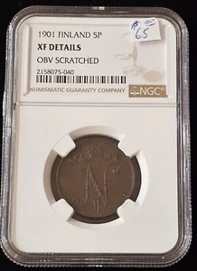 1901 Finland 5 Pennia NGC  XF Details - Picture 1 of 2