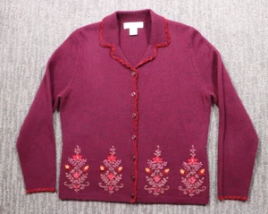 Sofisticado cárdigan pequeño de colección lana de cordero bordado floral abuela - Imagen 1 de 12