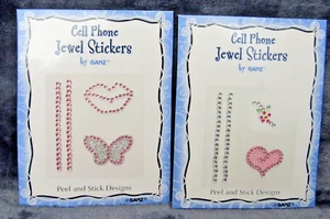 2 Packs GANZ Jewel Stickers Cell Phone Laptop Crafts Lips Heart Butterfly - Picture 1 of 4