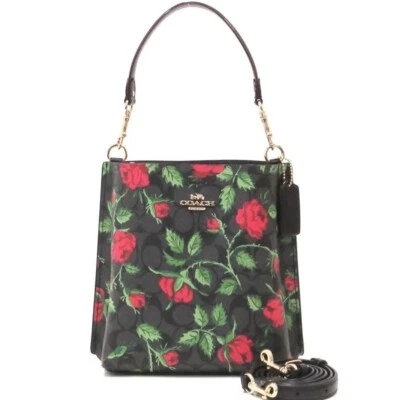 Bolso Coach Mollie Bucket 22 en cuero exclusivo con estampado de rosa de cuento de hadas $428 Foto 1 de 4