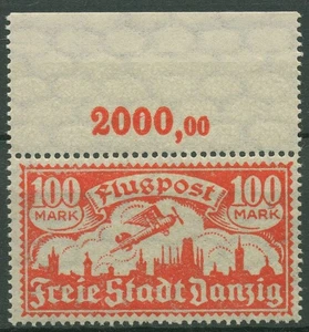 Danzig 1923 Flugpostmarken mit WZ 3 Y mit Oberrand, 135 OR postfrisch - Bild 1 von 1
