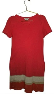 Mini Vestido Camiseta Manga Corta Rosa Lacoste Rayas Para Mujer Talla 34/S - Imagen 1 de 4