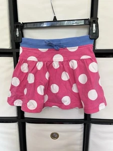 Mini Boden Girl's 4-5 Pink While Blue Polka Dot Knit Elastic Skirt Skort Shorts - Picture 1 of 7
