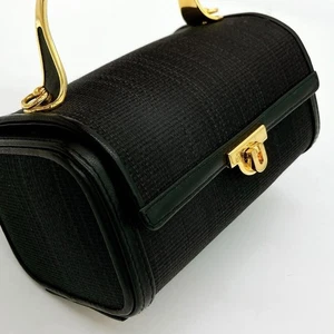 Comtesse Mini Vanity Bag Nero Pelle Crine di Cavallo Oro Ferramenta Autentica Usata - Foto 1 di 12