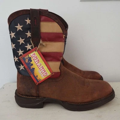 Botas de Vaquero Durango Rebelde Patriótica Bandera Americana Para Hombres del Oeste Talla 13D COMO ESTÁN Foto 1 de 4