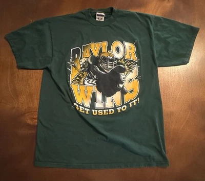 Vintage Baylor College Football Baylor Wins T Shirt Red Oak Size XL Made In USA - Image 1 of 4