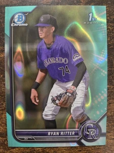 2022 Bowman Draft Chrome Ryan Ritter Aqua Lava Refractor /199 1st Rookie Rockies - Picture 1 of 2