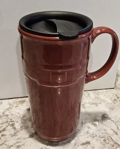 Longaberger Keramik gewebt Traditionen Paprika Reisebecher & Deckel rot 16 Unzen 6,5" - Bild 1 von 5