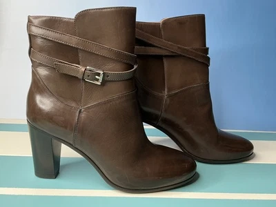 Botas Fratelli Rossetti de cuero marrón de 6,5 M nunca usadas, correa envolvente, tacón de 3 pulgadas Foto 1 de 4