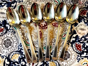 1847 Rogers ANNIVERSARIO 6 cucchiaini 6" posate placcato argento 1923 - Foto 1 di 9
